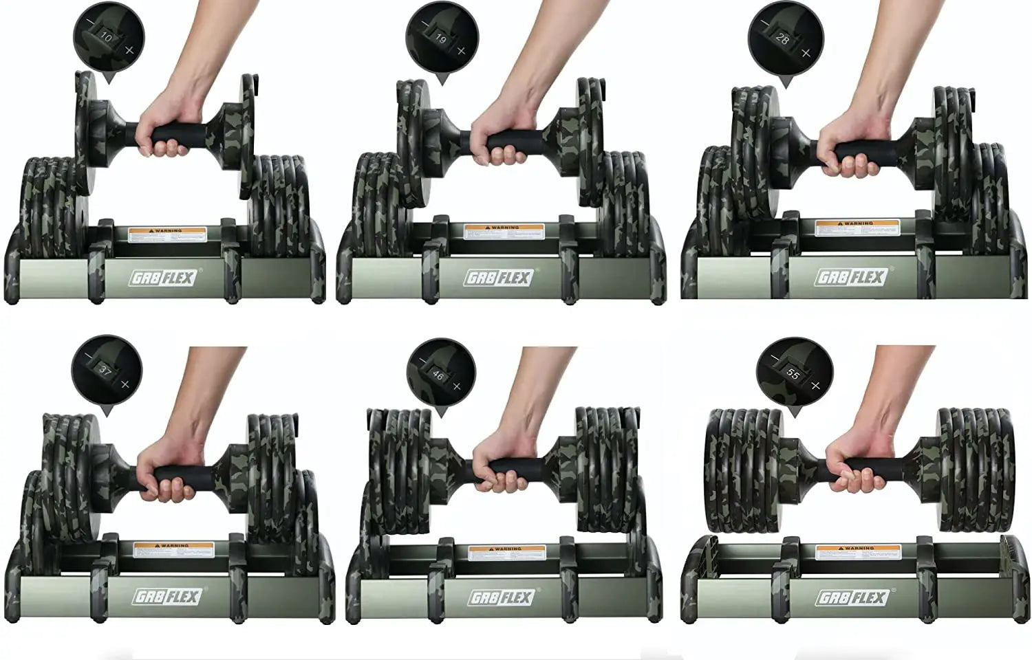 GR8FLEX 1 Second Adjustable Dumbbells (Pair) 55 lb each GR8FLEX USA