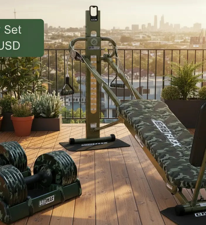 (Final Sale) Military Bundle Set - Adjustable Dumbbells (Military)+ GR8FLEX original gym, get a FREE 12pc 270lbs Resistance Bands set GR8FLEX USA