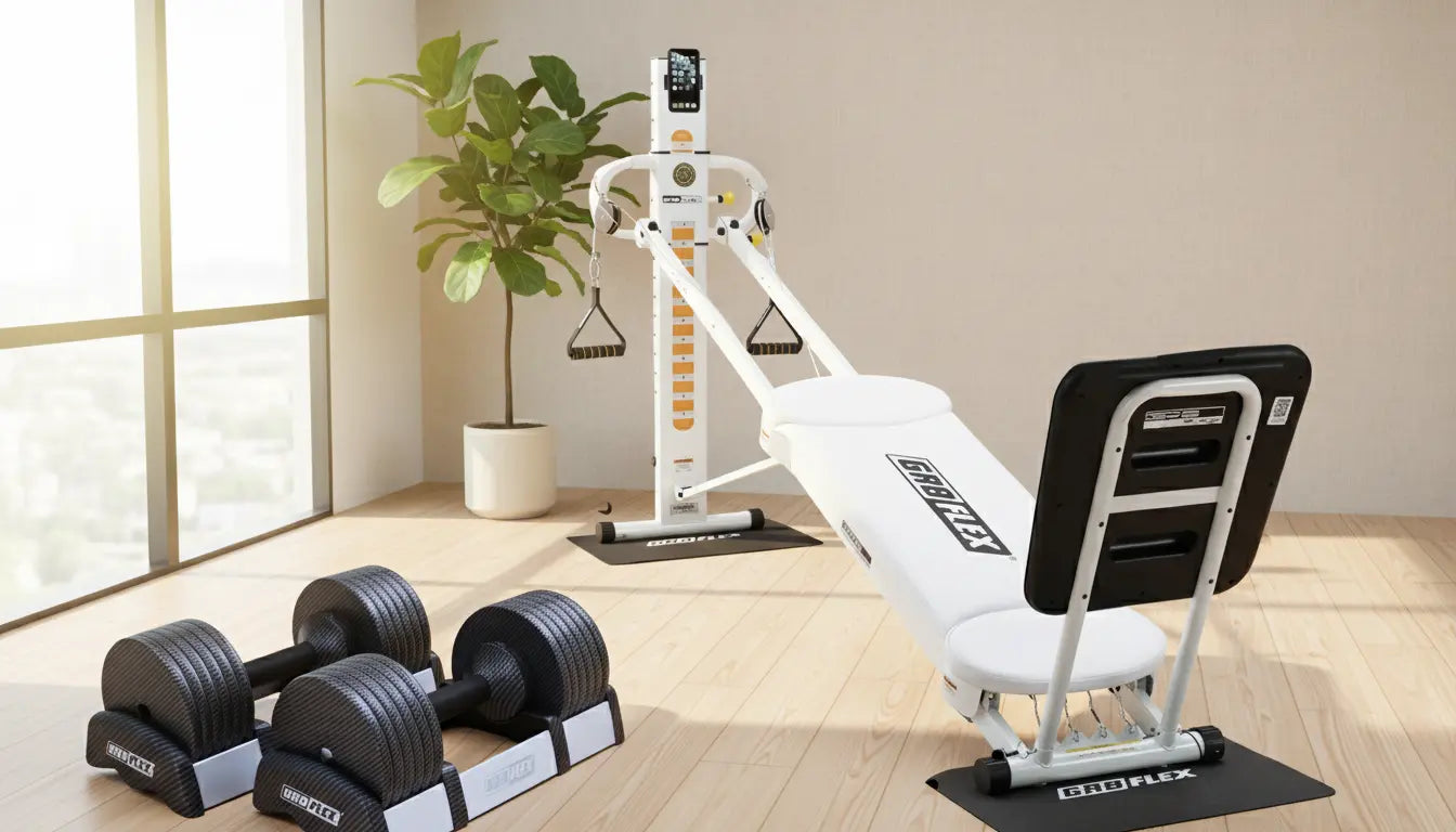 (Final Sale) Pearl White Bundle Set - Adjustable Dumbbells (Black) + GR8FLEX original all inclusive gym, get a FREE 12pc 270lbs Resistance Bands set GR8FLEX USA