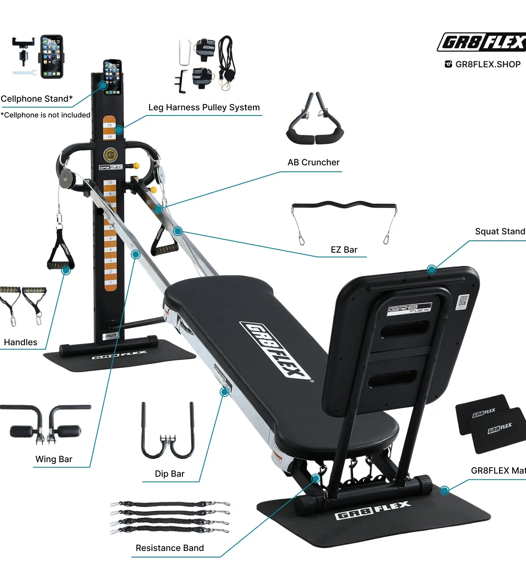 (SALE) GR8FLEX Total Performance Gym - Carbon Fibre Black (All Inclusive Special Edition : Storage Box included) GR8FLEX USA